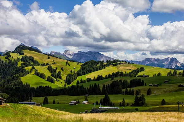 Alpe Siusi Met Dolomieten Achtergrond — Stockfoto