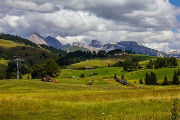 Plateau Alpe Siusi Avec Dolomites Arrière Plan — Photo