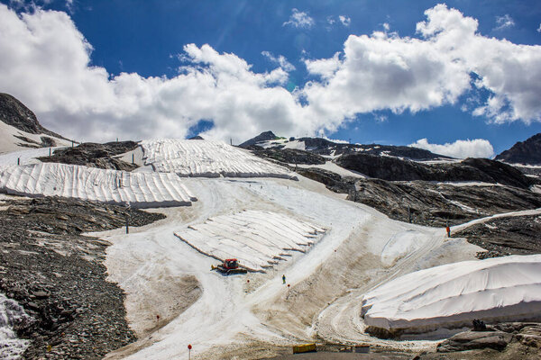 View of Hintertux Glacier in Summer, Zillertal Valley, Tyrol, Austria