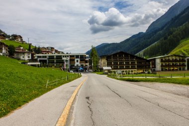 Hintertux, Avusturya - 10 Ağustos 2019: Hintertux Village, Tux Valley, Tyrol
