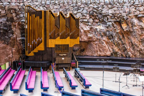 Helsinki Finlandia Marzo 2017 Vista Iglesia Temppeliaukio Iglesia Roca Desde — Foto de Stock