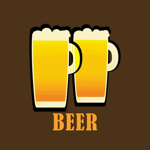 Twee kruiken van vers bier logo — Stockvector