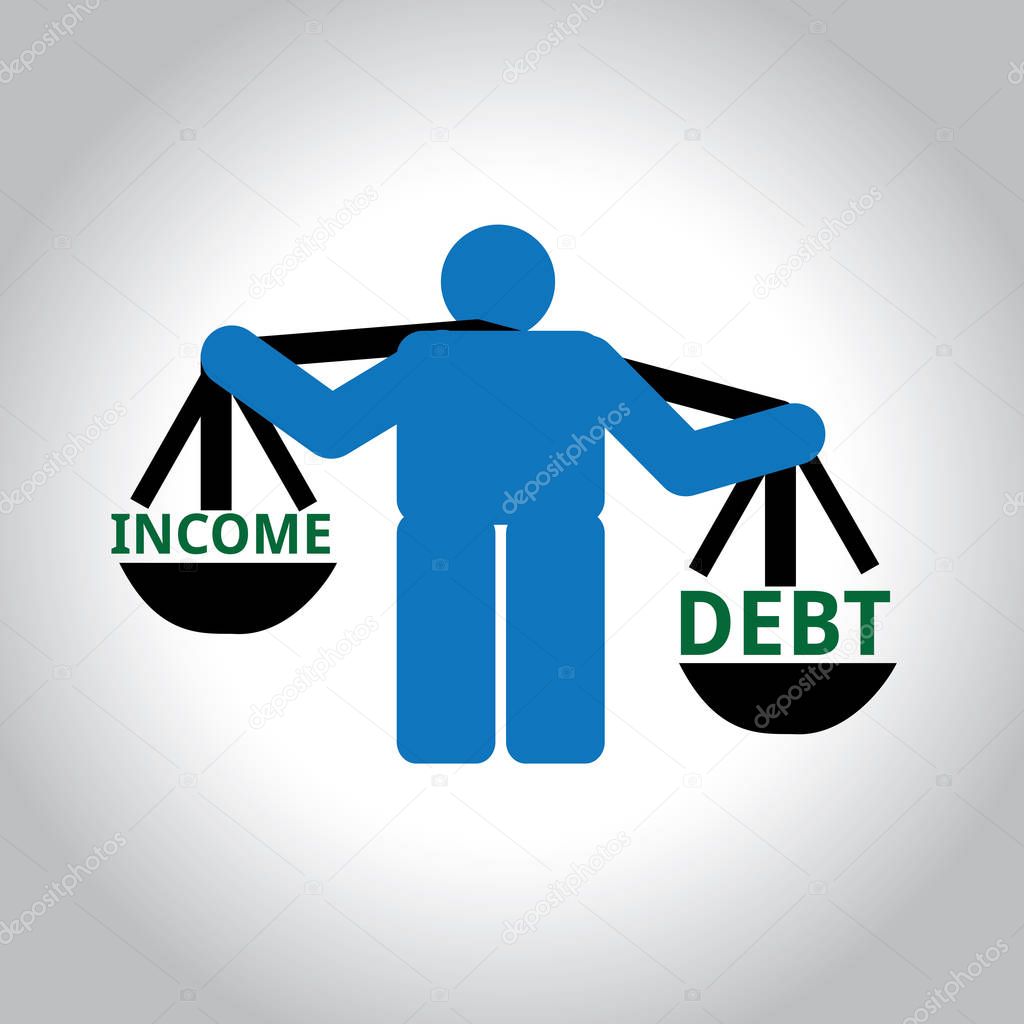 Man weighing income and debt