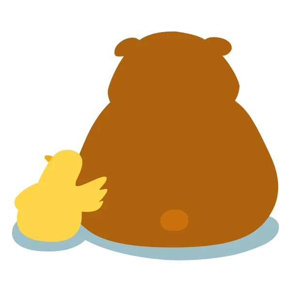 Pato acalmar urso desenho animado personagem vetor — Vetor de Stock
