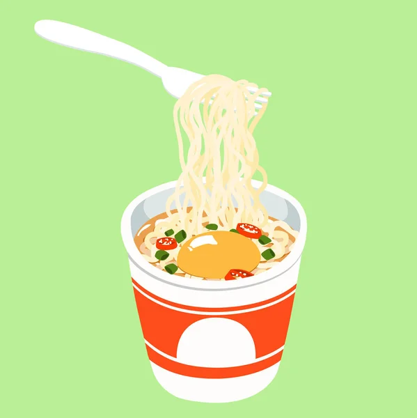 Instant noodle cup lägga ägg vektor — Stock vektor