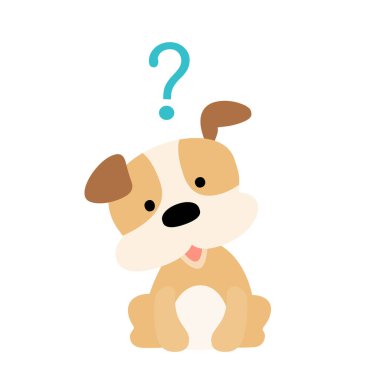 Little dog wondering cartoon character vector clipart