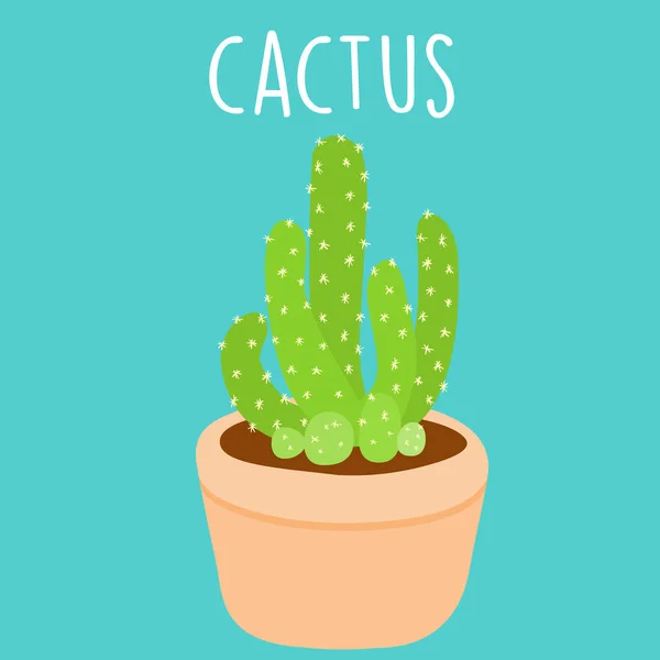 Carino cactus verde chiaro in un vettore pentola — Vettoriale Stock