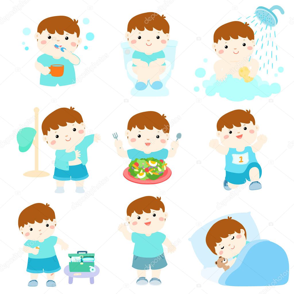 Healthy hygiene for boy cartoon vector