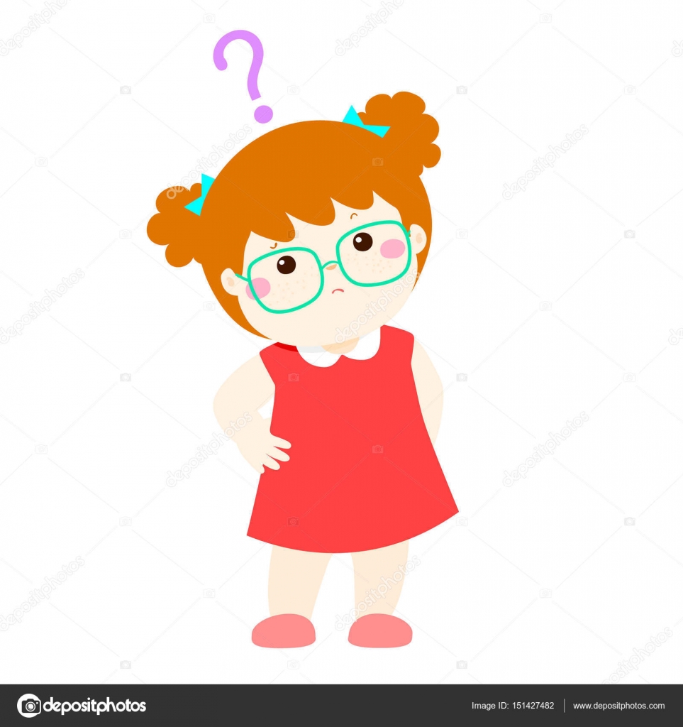 Little girl confused cartoon character vector Stock Vector Image by  ©Onontour #151427482