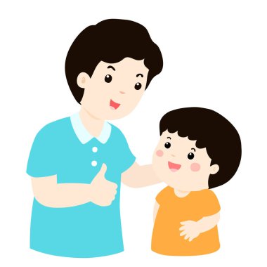 Baba onun oğlu karakter karikatür vektör hayranım 