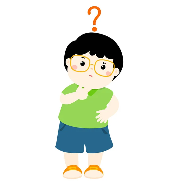 Little boy confused cartoon character vector — Stock Vector