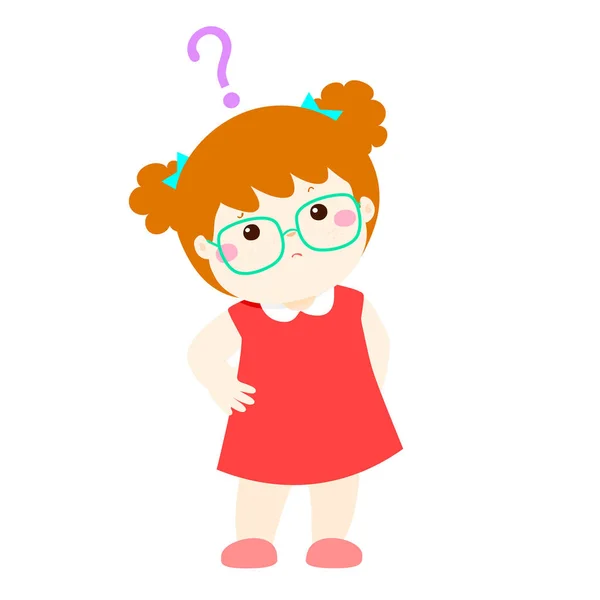 Petite fille confus personnage de dessin animé vecteur — Image vectorielle