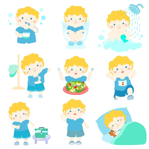 Higiene saludable para los niños vector de dibujos animados — Vector de stock