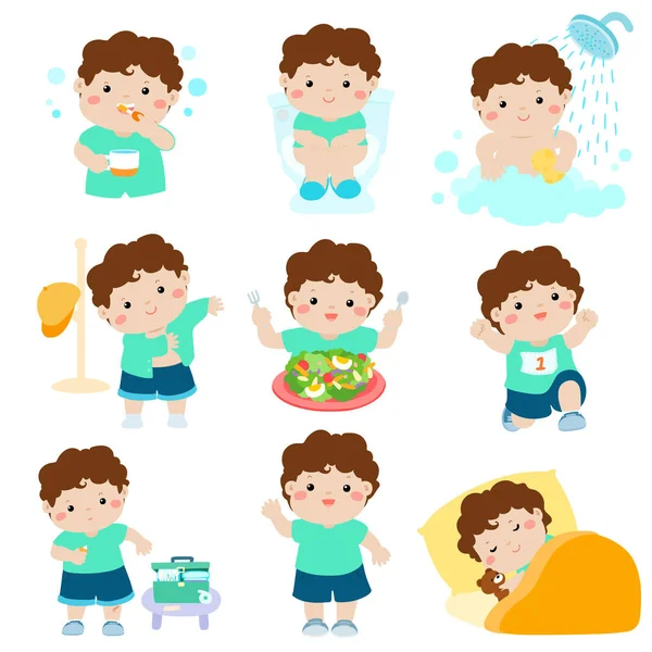 Higiene saludable para los niños vector de dibujos animados — Vector de stock