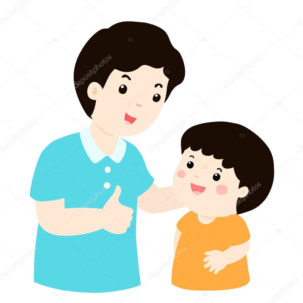 Dad admire his son character cartoon vector 