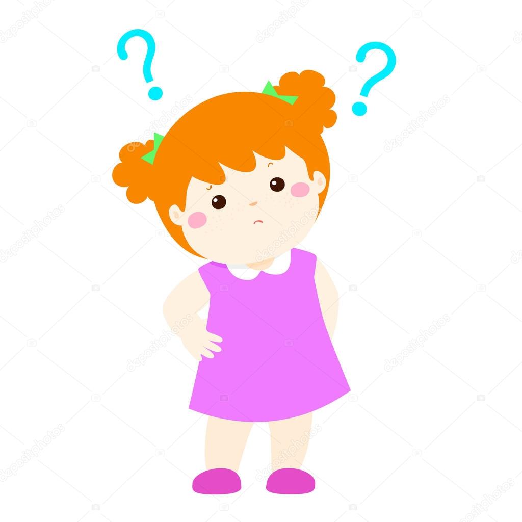 little girl confused cartoon character vector