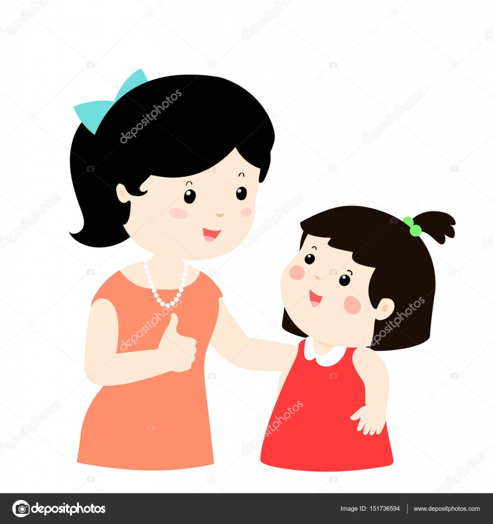 Mother admire daughter character cartoon vector Stock Vector Image by  ©Onontour #151736594