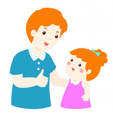 Baba kızı karakter karikatür vektör hayranım