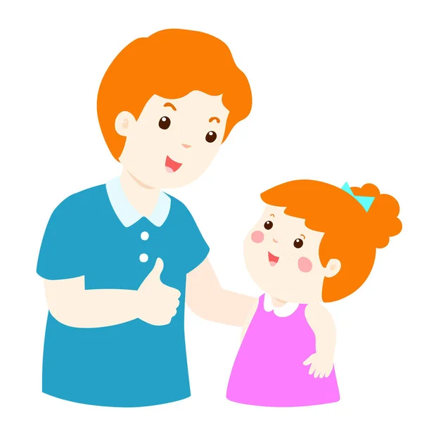 Dad admire daughter character cartoon vector — Stock Vector