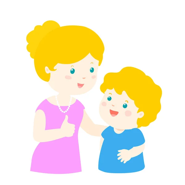 Madre admirar hijo personaje de dibujos animados vector — Vector de stock