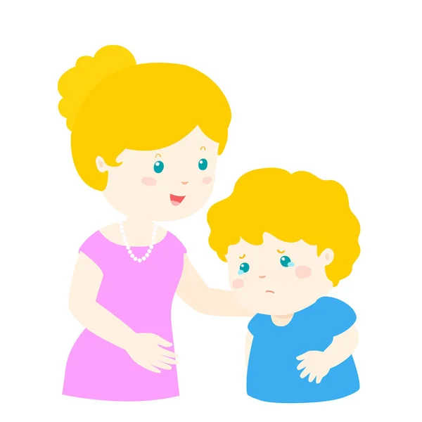 Mother soothes crying son vecto — Stock Vector