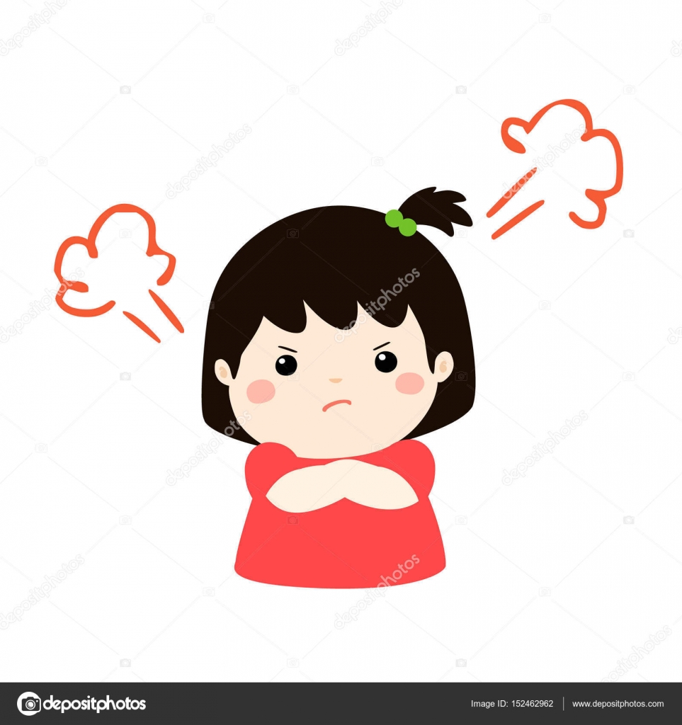 Cute cartoon angry girl character vector. Stock Vector by ©Onontour  152462962