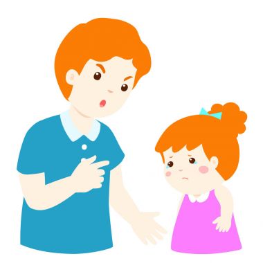 Babası onun kızı çizgi film karakteri vektör kızıyor.