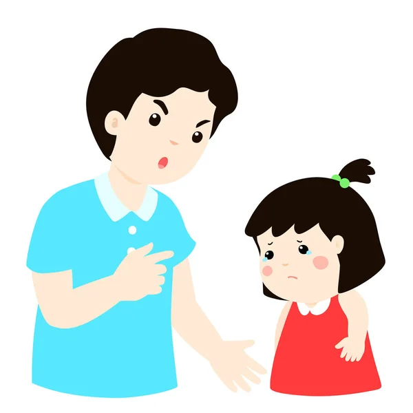 Padre regaña a su hija personaje de dibujos animados vector . — Vector de stock