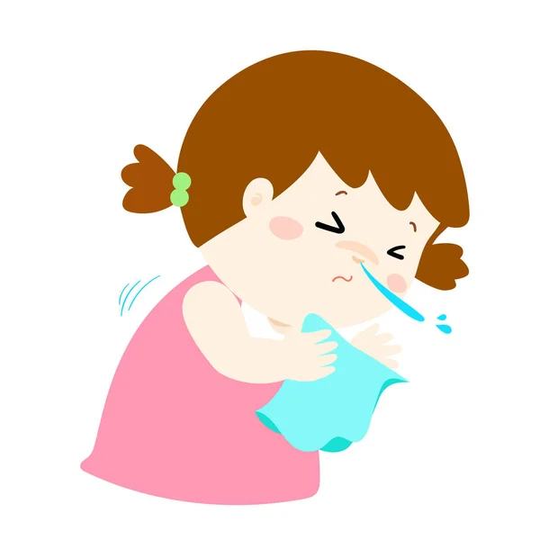 Little girl sneezing vector. — Stock Vector