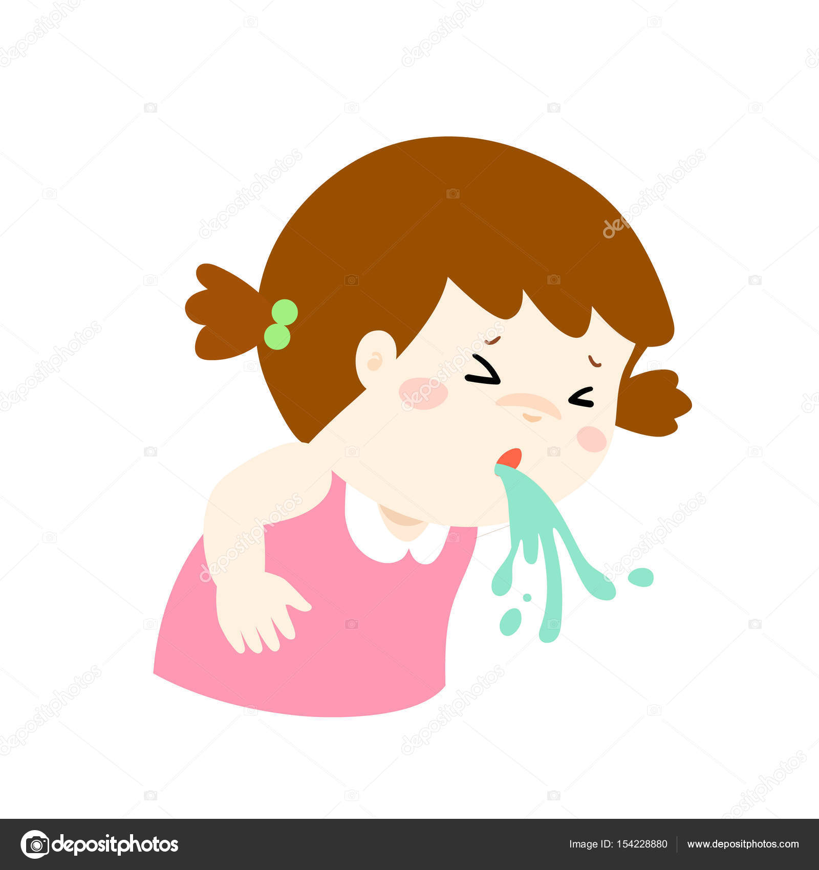 Sick girl vomiting cartoon Stock Vector by ©Onontour 154228880