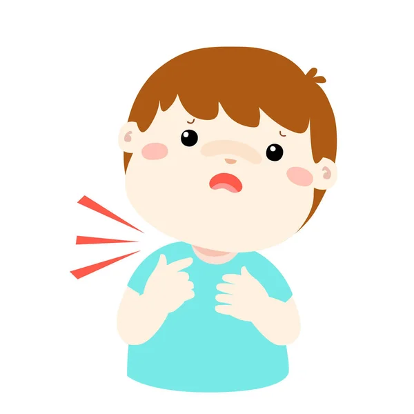 Sick boy sore throat cartoon vector. — Stock Vector