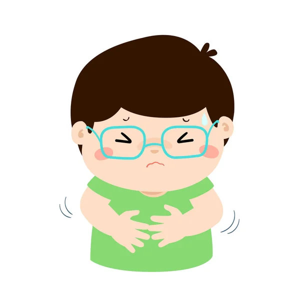 Little boy having stomach ache cartoon vector. — Stock Vector
