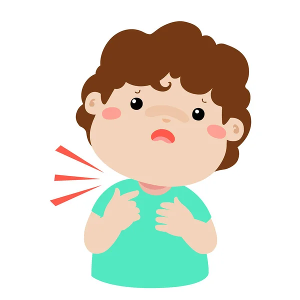 Sick boy sore throat cartoon vector. — Stock Vector