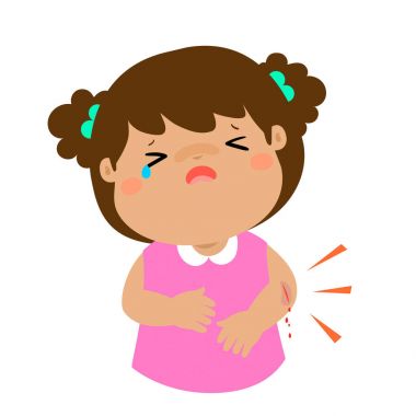 Kaza vektör yarasından ile ağlayan kız.