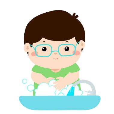 Sevimli çocuk elleri vektör yıkama.