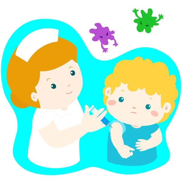 Vaccinatie kind cartoon vector. — Stockvector