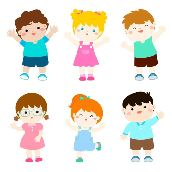 Feliz niños variedad nacionalidad dibujos animados vector . — Archivo Imágenes Vectoriales