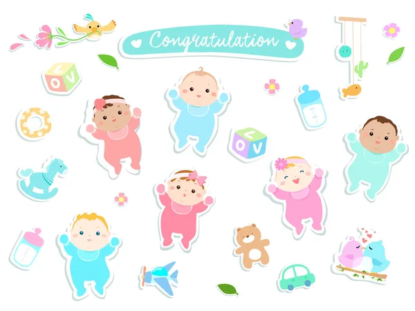 Graphic source welcome baby sticker style vector. — Stock Vector