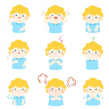  Çeşitli çocuk yüz ifade illüstrasyon.