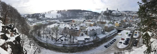 Panoramic picture of Schwarzenberg town in winter — Stock Photo, Image
