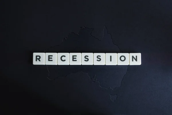 Recesión Australia Crisis Económica Coronavirus Australia Mapa Esbozado Australiano Sobre — Foto de Stock