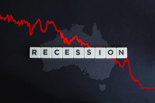 Recesión Australia Crisis Económica Coronavirus Australia Mapa Australiano Sobre Fondo — Foto de Stock