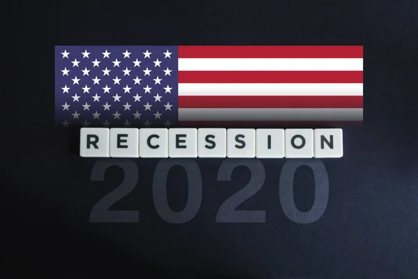 2020 Usa Recession Economic Crisis Due Coronavirus Covid Flag United — Stock Photo, Image