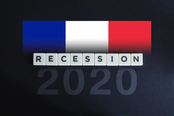 2020 Francia Recesión Crisis Económica Por Coronavirus Covid Bandera Francia — Foto de Stock