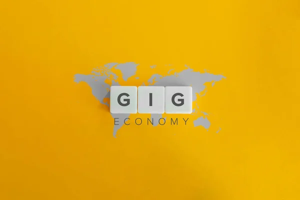 Gig Economy concept on bright orange background.