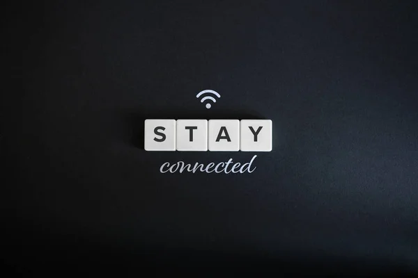 Stay Connected Concept Block Letters Wifi Icon Cursive Font Black — Stock Photo, Image