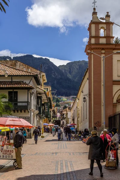 Bogota Colombia Diciembre 2019 Escena Callejera Del Casco Antiguo Centro —  Fotos de Stock