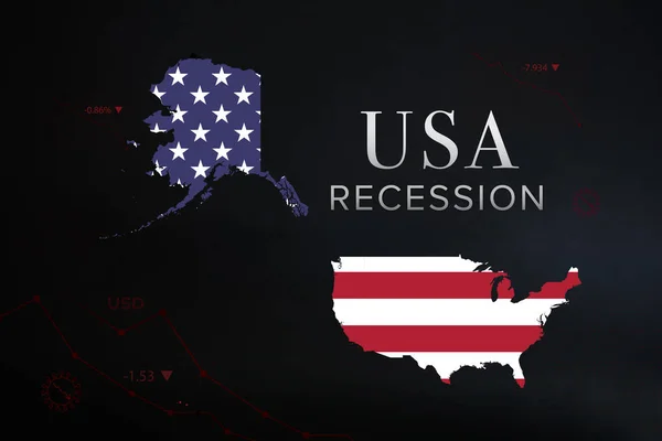 Economía Estadounidense Recesión Declive Por Coronavirus Crisis Covid Bandera Estados — Foto de Stock