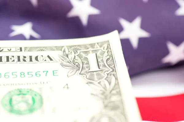 Amerikanische Flagge Und Ein Dollar Schein — Stock Photo, Image