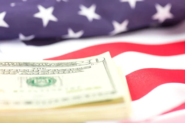 Flagge Von Usa Und Dollar Geldscheine — Stock Photo, Image